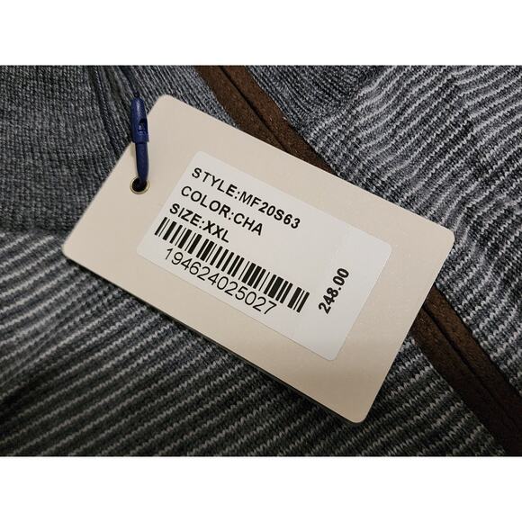 NWT Peter Millar Needle Stripe Wool Quarter Zip Sweater Gray Men's Size XXL 2XL - Picture 4 of 12